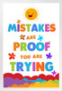 Mistakes Poster Classroom Rainbow Decor White Wood Framed Poster 14x20