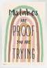 Mistakes Poster Classroom Rainbow Boho Decor White Wood Framed Art Poster 14x20