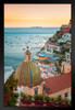 Positano Amalfi Coast Sunset Campania Sorrento Italy Mediterranean Sea Beautiful View European Landscape Photo Photograph Black Wood Framed Poster 20x14