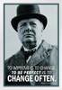 Winston Churchill To Improve Is To Change To Be Perfect Is To Change Often Green White Wood Framed Poster 14x20