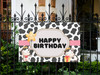 Cow Theme Banner Birthday Party Boy Kid Decoration Gift Supplies Sign Backdrop Background Photo Photography Picture Moo Animal Yard Barn Backyard Happy Cool Wall Decor Art Print Poster 12x18