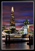 London view at sunset Black Wood Framed Poster 14x20