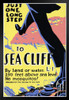 Just One Long Step to Sea Cliff Village Long Island New York Vintage Ad Black Wood Framed Poster 14x20