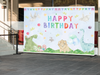 Happy Birthday Banner Cute Dinosaur Theme Wall Art Photo Backdrop Baby Boy Party Decorations Supplies Colorful Kids Reusable Photobooth Background Children Gift Cool Wall Art Print Poster 12x18