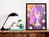 Purple Hair Girl Poster Cartoon Illustration Photo Photography Picture Office Room Home Decor Decorations Modern Aesthetic Purple Violet  Crown Fashion Cool Wall Decor Art Print Poster 12x18