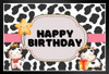 Cow Theme Banner Birthday Party Boy Kid Decoration Gift Supplies Sign Backdrop Background Photo Photography Picture Moo Animal Yard Barn Backyard Happy Black Wood Framed Poster 14x20