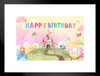 Happy Birthday Banner Princess Theme Wall Art Photo Backdrop Baby Girl Party Decorations Supplies Colorful Kids Reusable Photobooth Castle Background Gift Matted Framed Wall Decor Art Print 20x26
