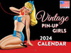 Vintage Pin Up Girl Calendar 2024 Monthly Wall Calender