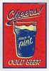 Cheers Have a Pint Cold Beer Retro White Wood Framed Poster 14x20