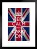 Keep Calm and Carry On Union Jack Flag World War II Propaganda Motivational Inspirational Positive Morale British Decorations WW2 Teamwork Quote Inspire Support Matted Framed Art Wall Decor 20x26