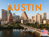 Austin Calendar 2026 Wall 12 Month Monthly TX Scenic Souvenirs Austinite Texan Themed Gifts | American Made In The USA