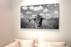 Texas Longhorn Standing in Pasture Black White Photo Field Nature Cool Wall Art Print Poster 18x12