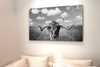 Texas Longhorn Standing in Pasture Black White Photo Field Nature Cool Wall Art Print Poster 18x12
