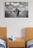 Texas Longhorn Standing in Pasture Black White Photo Field Nature Cool Wall Art Print Poster 18x12