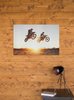 Motocross Poster Dirt Bike Riders Jumping Over Sunset Motorcycle  Photo Photograph Race Racetrack Dirt Cool Wall Art Print Poster 18x12