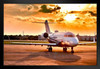 Private Airplane Jet Taxiing at Sunset Airport Runway Plane Photo Photograph Beach Palm Landscape Pictures Ocean Scenic Scenery Tropical Photography Paradise Black Wood Framed Art Poster 20x14