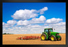 Green Tractor in Plowed Field Photo Art Print by Black Wood Framed Poster 20x14