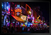 Nashville TN Neon Music Scene Night Photo Poster Bar Restaurant Street Neon Signs Concert Crowds Photograph Black Wood Framed Art Poster 20x14