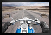 Open Road from Behind Handlebars of Motorcycle Photo Black Wood Framed Art Poster 20x14