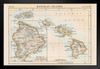 Hawaiian Islands 1883 Historical Antique Style Map Travel World Map with Cities in Detail Map Posters for Wall Map Art Geographical Illustration Island Black Wood Framed Art Poster 20x14