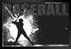 Baseball Batter Black and White B&W Art Print Black Wood Framed Poster 20x14