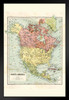 North America 19th Century Antique Style Map Travel World Map with Cities in Detail Map Posters for Wall Map Art Wall Decor Geographical Illustration Travel Black Wood Framed Art Poster 14x20