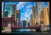 Chicago River Corridor Skyline Photo Art Print Black Wood Framed Poster 20x14