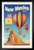 Shiprock New Mexico Hot Air Balloon Vintage Stamp Art Print Black Wood Framed Poster 14x20