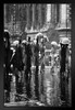 Pedestrians Passing on Rainy Street New York B&W Photo Art Print Black Wood Framed Poster 14x20