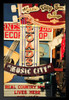 Music City Nashville Country Music Retro Signs Photo Poster TN Tennessee Bar Restaurant Photograph Black Wood Framed Art Poster 14x20