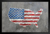 United States Outline Flag Map Stone Background Photo Art Print Black Wood Framed Poster 20x14