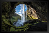 Kvernufoss Waterfall South of Iceland Photo Black Wood Framed Poster 14x20