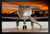 Private Airplane Jet at Sunset Runway Tarmac Photo Photograph Black Wood Framed Art Poster 20x14