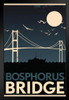 Bosphorus Bridge Istanbul Retro Travel Art Black Wood Framed Art Poster 14x20