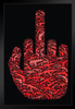 Middle Finger Hand Gun Icon Pattern Black Wood Framed Art Poster 14x20