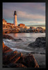 Sunrise Portland Head Lighthouse Cape Elizabeth Photo Art Print Black Wood Framed Poster 14x20