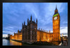 Big Ben Houses of Parliament London England Illuminated at Night Photo Art Print Black Wood Framed Poster 20x14