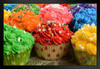 Colorful Indulgent Frosted Cupcakes with Sprinkle Photo Art Print Black Wood Framed Poster 20x14