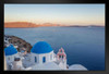 Sunset over Oia Santorini Island Greece Photo Art Print Black Wood Framed Poster 20x14