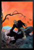 Beyond the Grave by Frank Frazetta Wall Art Gothic Fantasy Decor Frank Frazetta Artwork Scary Art Prints Horror Battle Posters Frazetta Illustration Death Black Wood Framed Art Poster 14x20