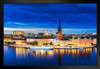 Sunset Over Riddarholm Church Old Town Stockholm Sweden Photo Art Print Black Wood Framed Poster 20x14