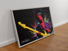 Jimi Hendrix Poster Playing Guitar Paint Splatter Music Musician Famous People Symphony Aesthetic Retro Classic Vintage 60s 70s Bedroom Living Room Cool Wall Decor Art Print Poster 36x24