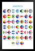 Flags of North Central and South America Country World Classroom Reference Educational Teacher Learning Homeschool Chart Display Supplies Teaching Aide Black Wood Framed Art Poster 14x20