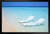 Sunchairs on Tropical Beach Photo Art Print Black Wood Framed Poster 20x14