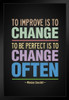 Winston Churchill To Improve Is To Change Colorful Motivational Black Wood Framed Poster 14x20