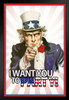 I Want You To Party Uncle Sam Funny Black Wood Framed Art Poster 14x20