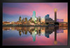 Dallas Texas Skyline Reflected in Trinity River at Sunset Photo Art Print Black Wood Framed Poster 20x14