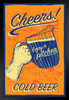 Cheers Enjoy a Pitcher of Cold Beer Retro Art Print Black Wood Framed Poster 14x20