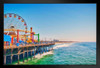 Santa Monica Pier Amusement Park Ferris Wheel Photo Art Print Black Wood Framed Poster 20x14