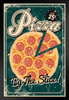 Vintage Pizza By The Slice Sign Poster Retro Pizzeria Restaurant Cafeteria Decoration Kitchen Italian Food Artwork Black Wood Framed Art Poster 14x20